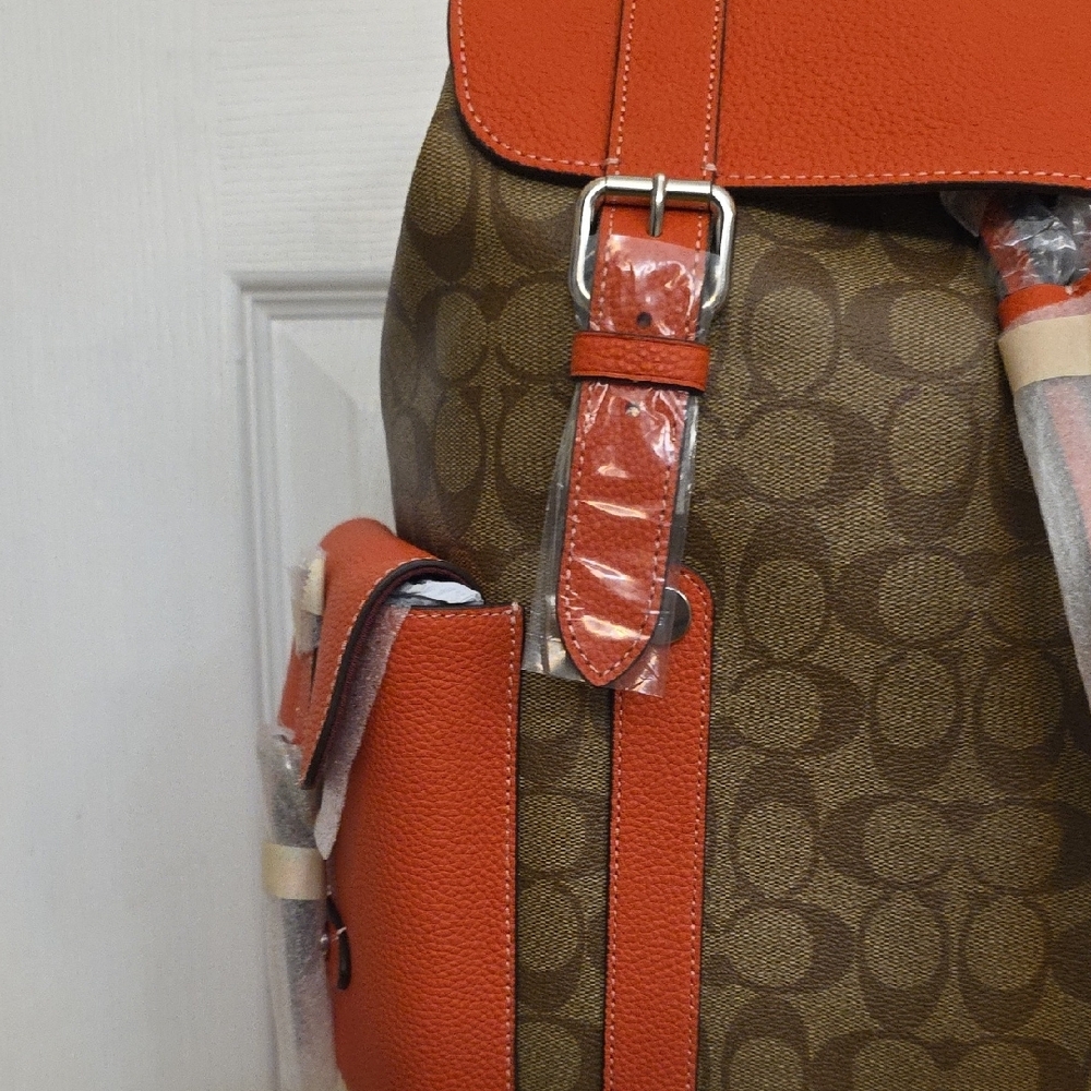 Coach Brown‎ and Orange Backpack with Signature Design - Picture 3 of 16